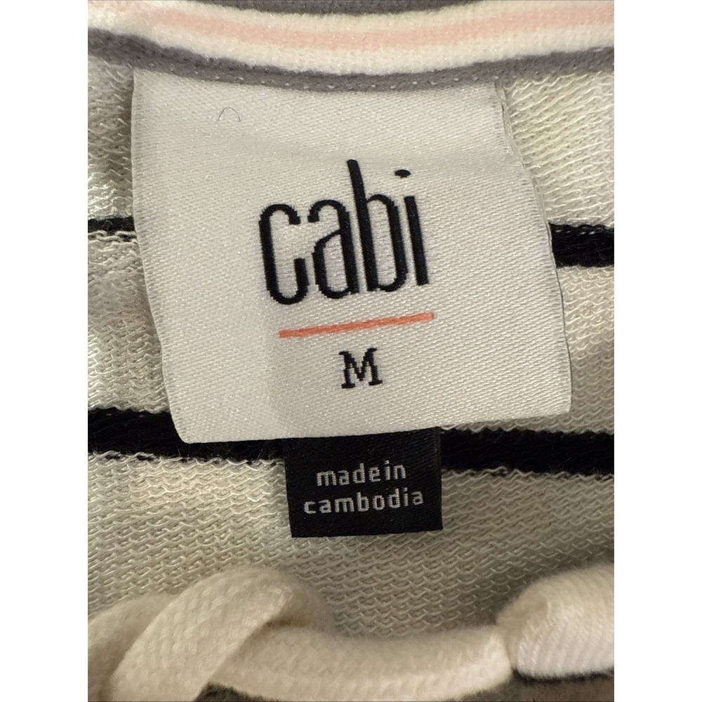 $145 CAbi Long Sleeve Pullover Knit Top. Medium Striped Oversized Tie Neck SOFT! - Picture 8 of 10